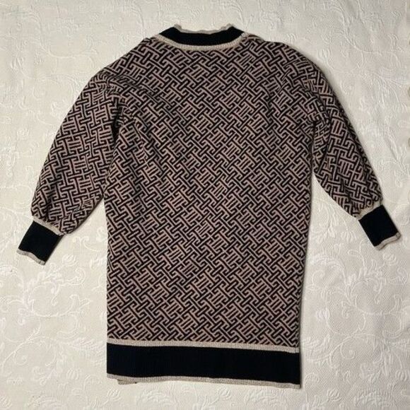 River Island Geo Pattern Open Front Cardigan Women Size M Brown - Picture 8 of 11